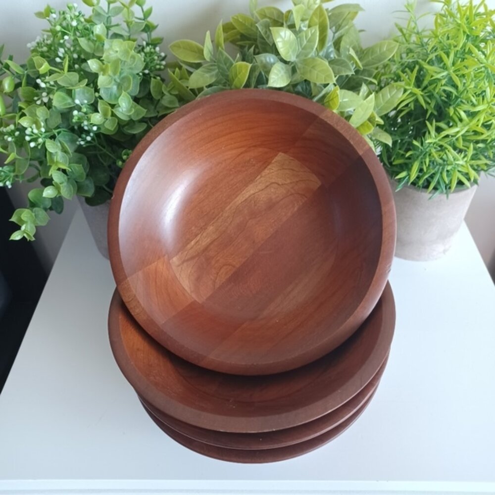 Vintage 1970 Lebanon Supply Co Walnut Bowls | Set of 4 | MCM Fine Wooden Ware